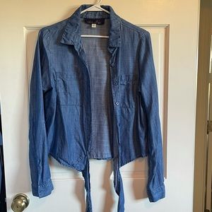 S Blue Rain Button Up Tie Blue Jean Dress shirt.